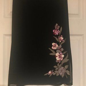 The Limited Black Pencil Skirt with Floral Applique